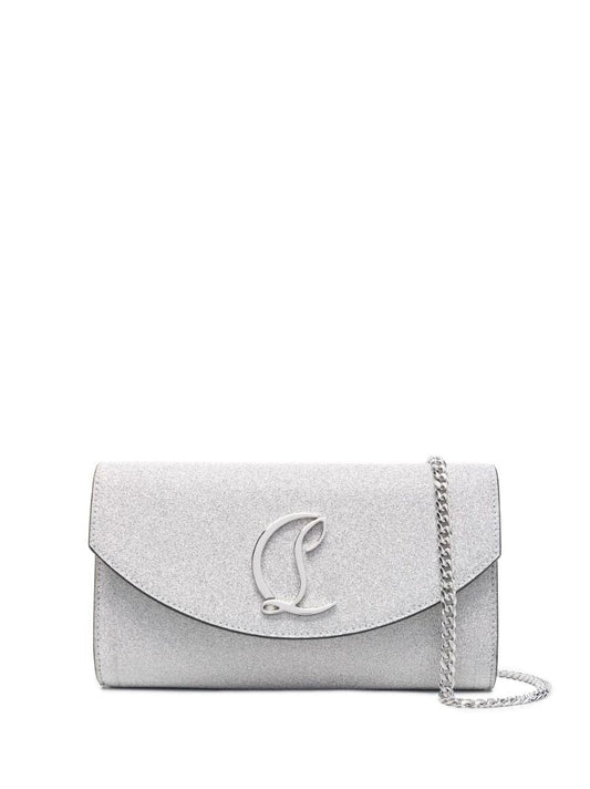 Silver Loubi54 Glitter Clutch Bag