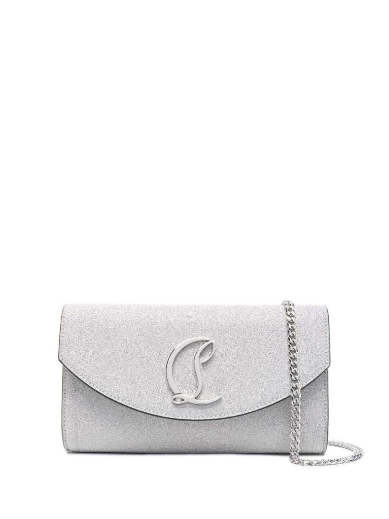 Silver Loubi54 Glitter Clutch Bag