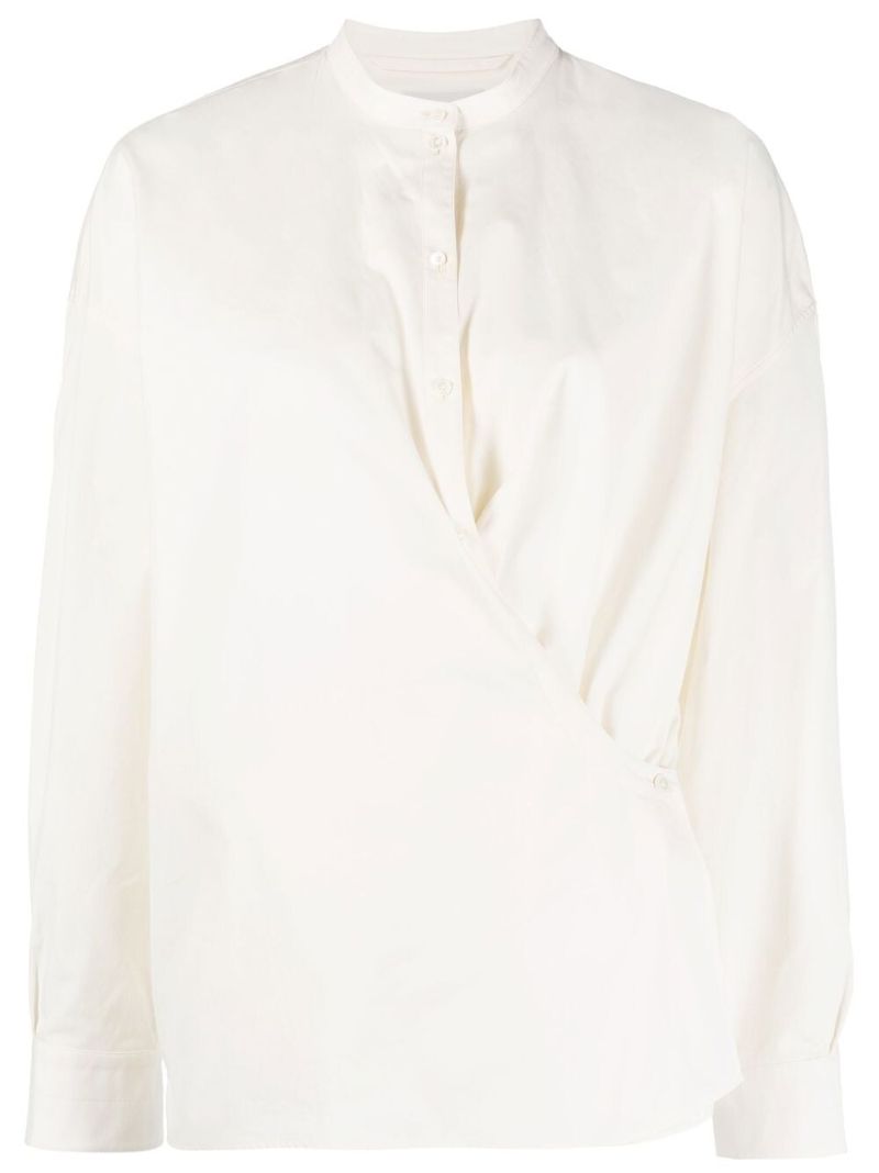 White Wrap Cotton Blouse