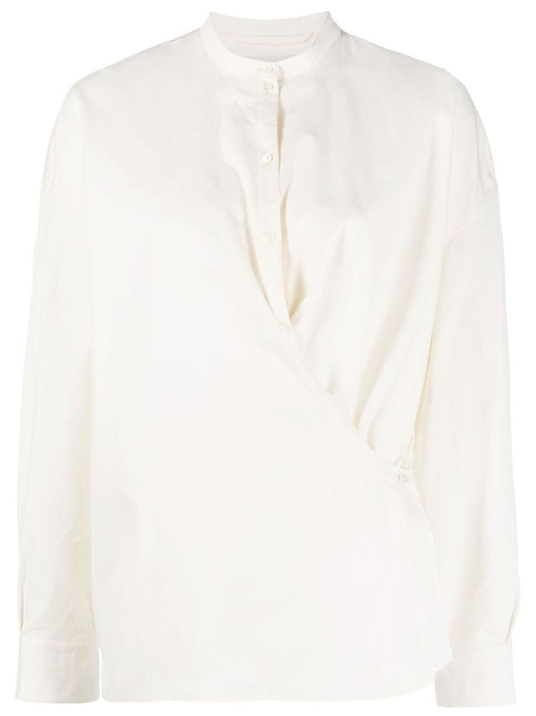 White Wrap Cotton Blouse