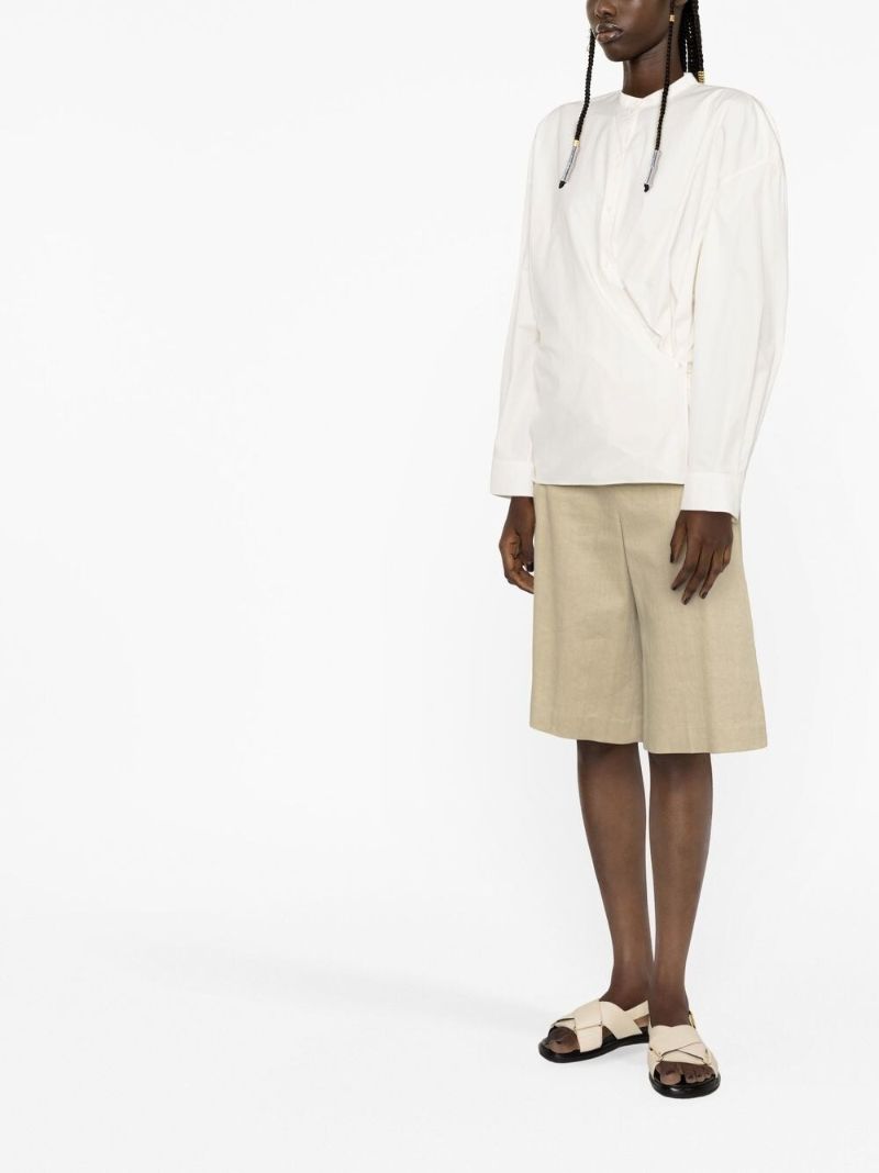 White Wrap Cotton Blouse
