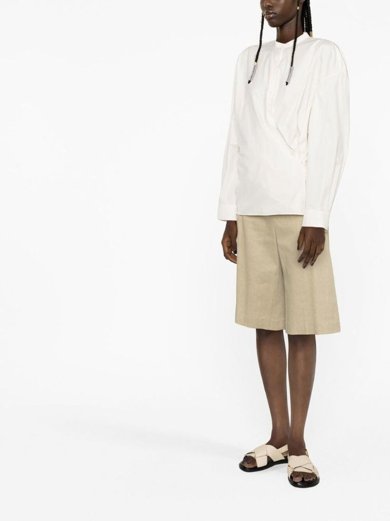 White Wrap Cotton Blouse