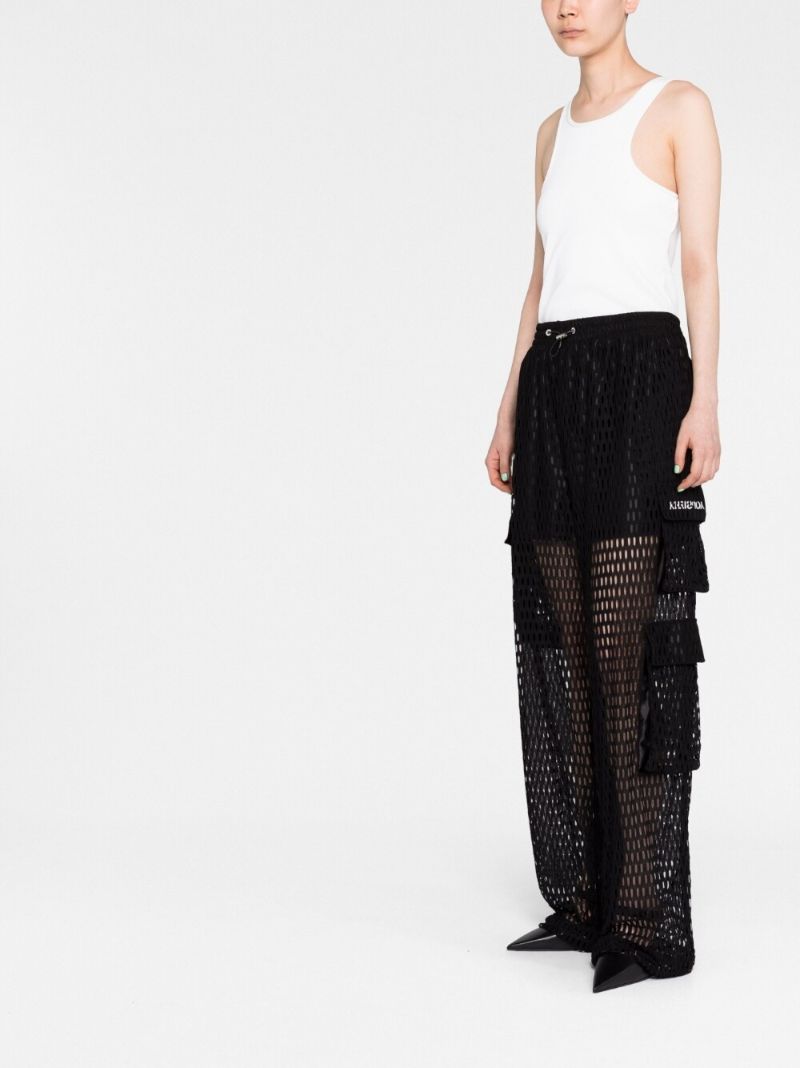 Black Multi Pocket Mesh Cargo Trousers