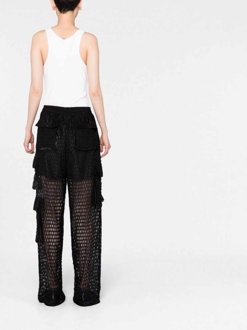 Black Multi Pocket Mesh Cargo Trousers