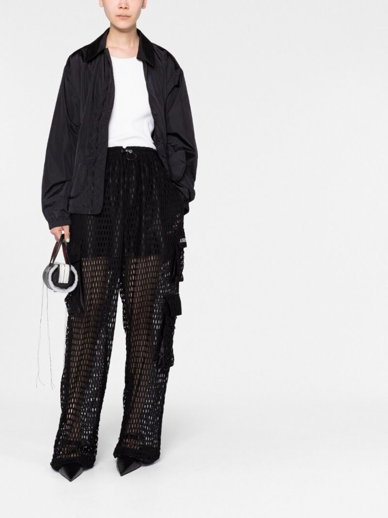 Black Multi Pocket Mesh Cargo Trousers