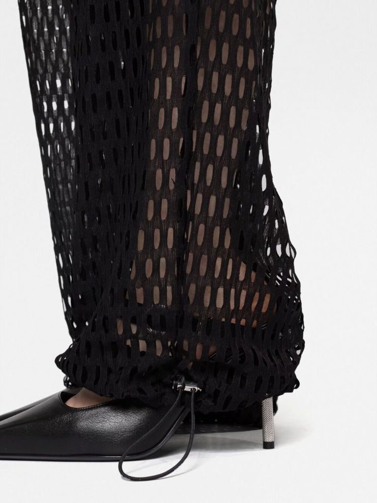 Black Multi Pocket Mesh Cargo Trousers