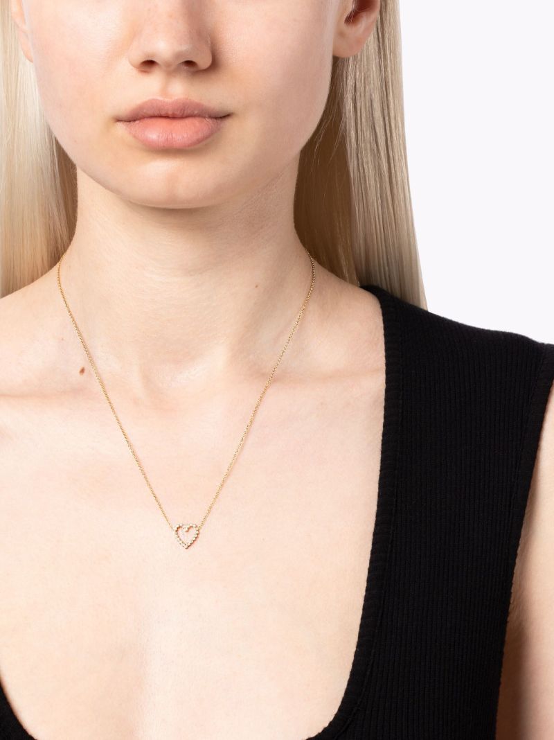 14kt Yellow Gold Small Diamond Bezel Heart Necklace