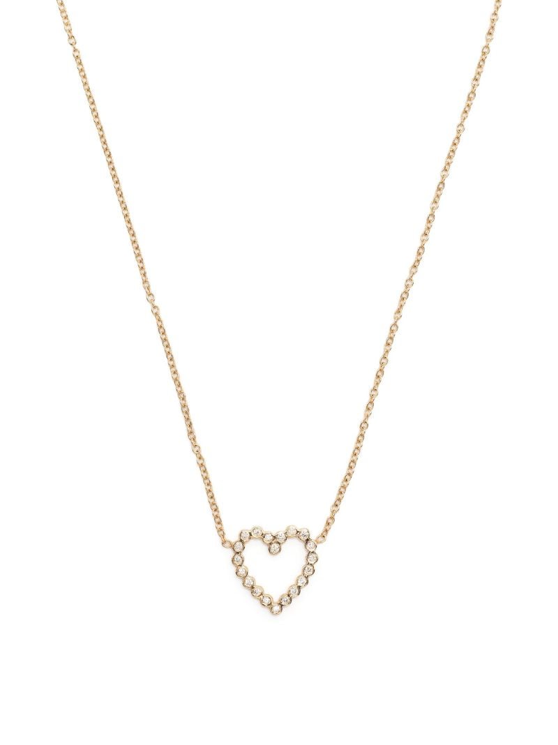 14kt Yellow Gold Small Diamond Bezel Heart Necklace
