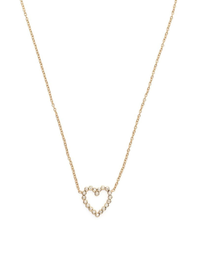 14kt Yellow Gold Small Diamond Bezel Heart Necklace