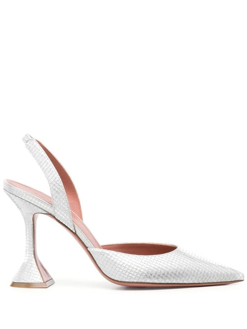 Silver-tone Holli 95 Singback Leather Pumps