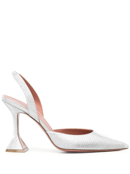 Silver-tone Holli 95 Singback Leather Pumps