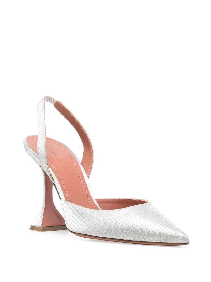 Silver-tone Holli 95 Singback Leather Pumps