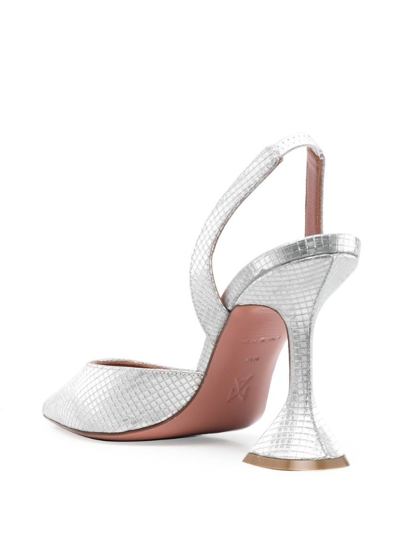 Silver-tone Holli 95 Singback Leather Pumps