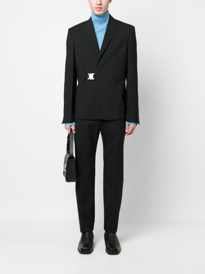 Black Single-breasted Buckled Blazer