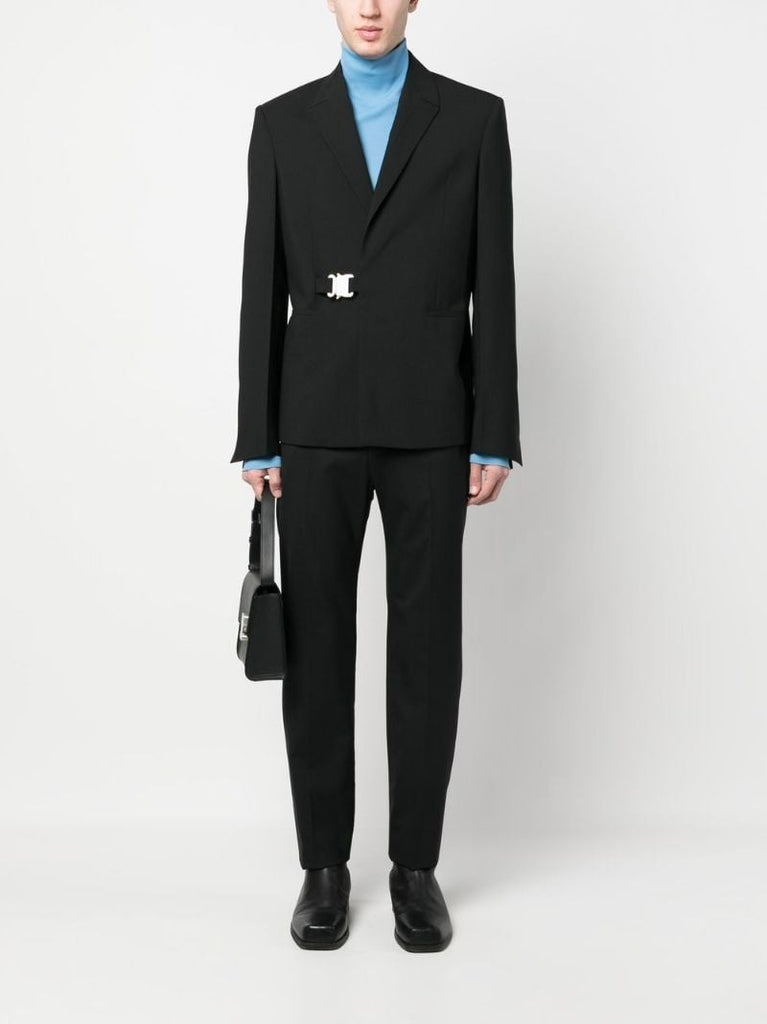 Black Single-breasted Buckled Blazer