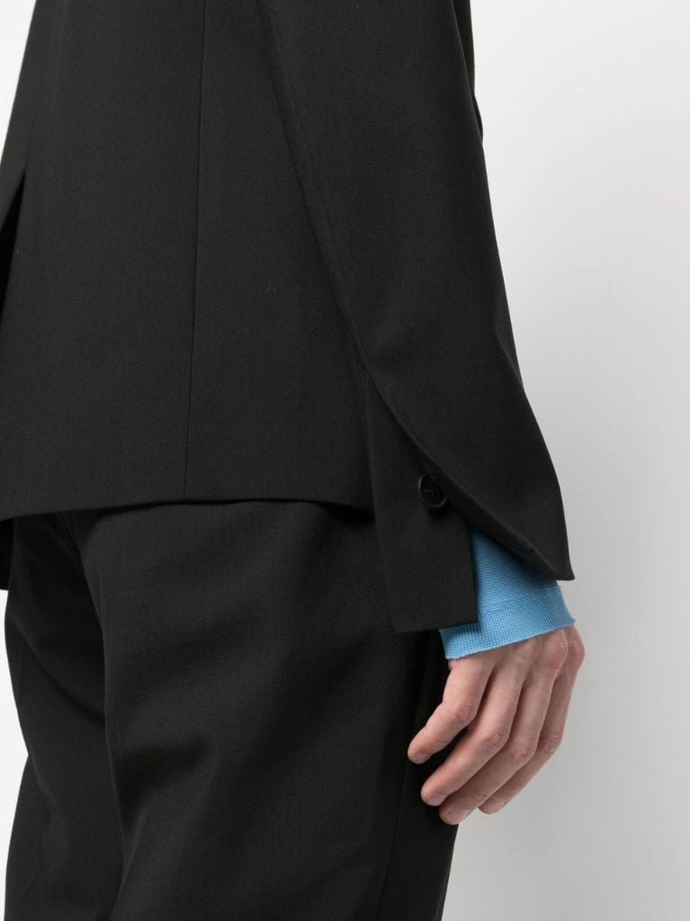 Black Single-breasted Buckled Blazer