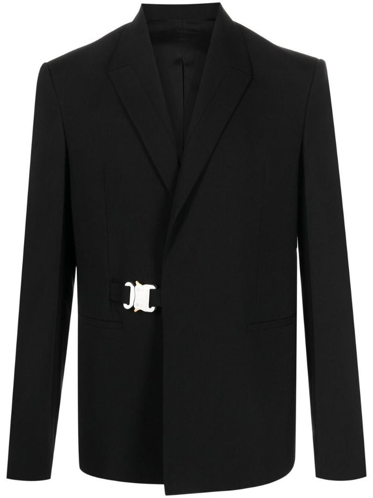 Black Single-breasted Buckled Blazer