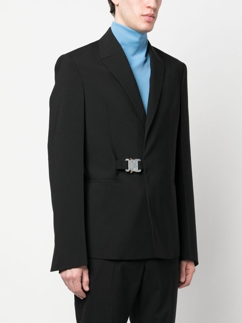 Black Single-breasted Buckled Blazer
