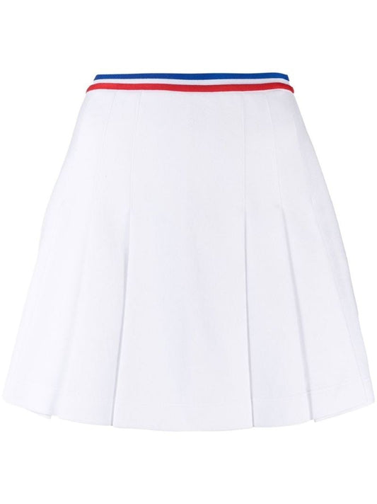 White PiquÃ_x0083_Â© Pleated Skirt