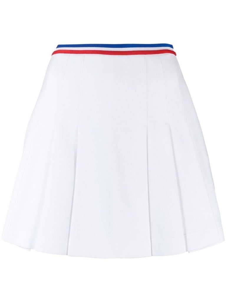 White PiquÃ_x0083_Â© Pleated Skirt