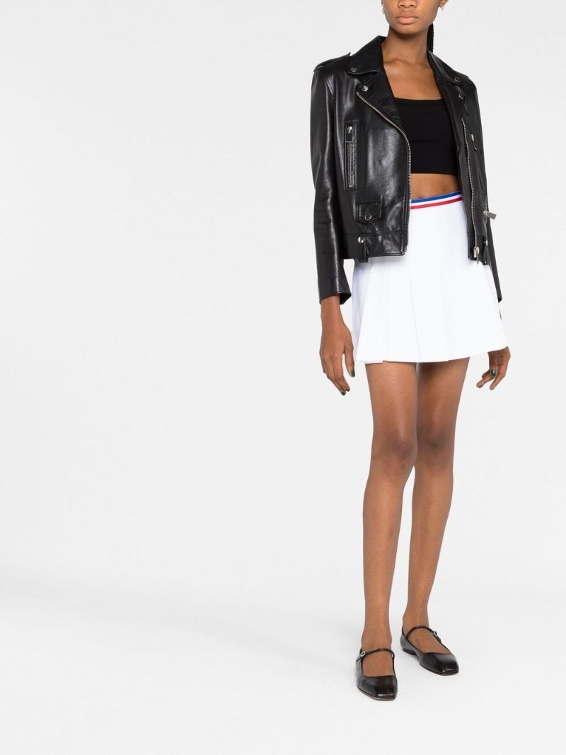 White PiquÃ_x0083_Â© Pleated Skirt