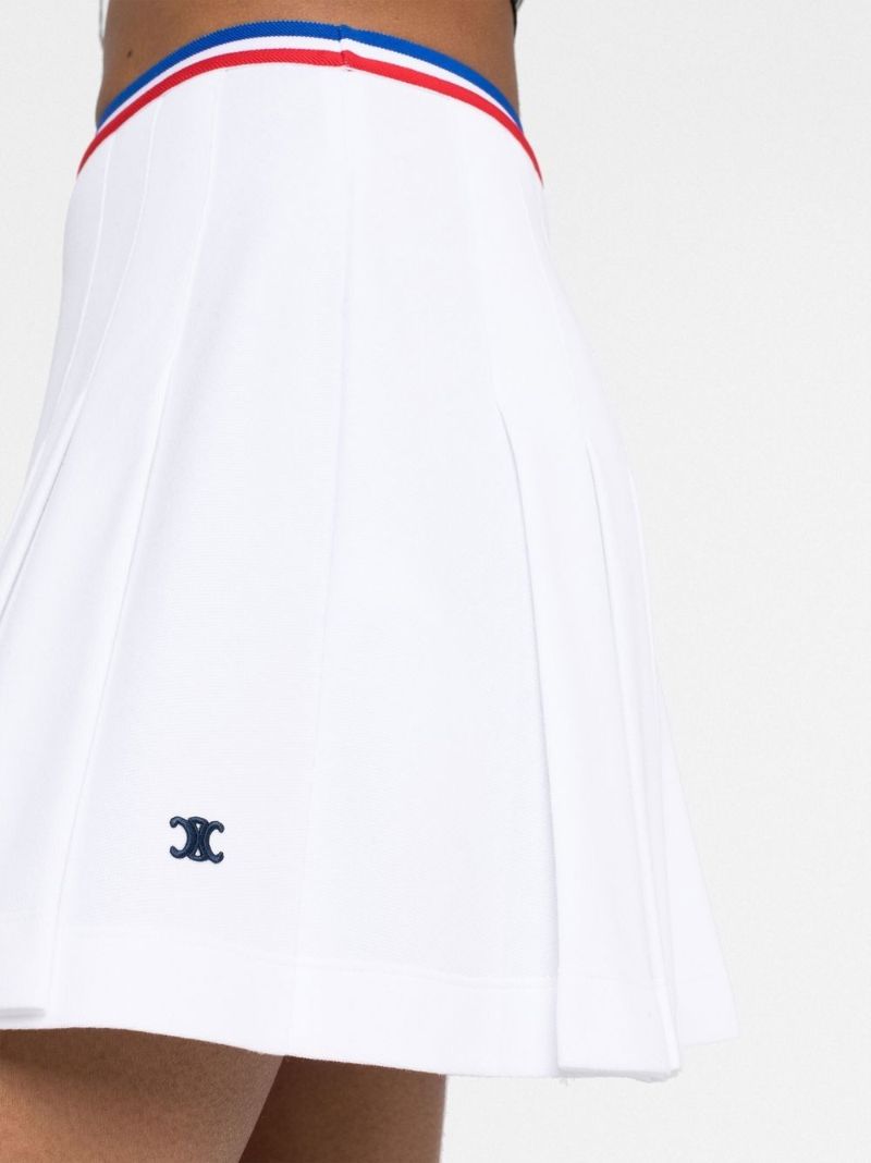 White PiquÃ_x0083_Â© Pleated Skirt