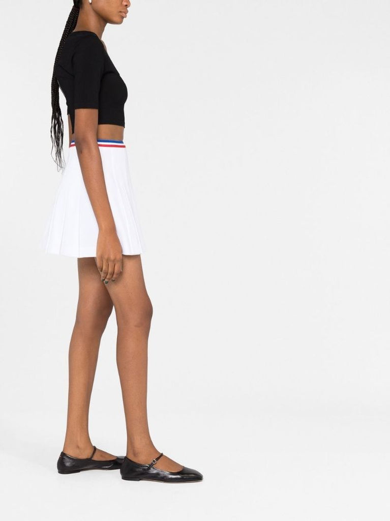 White PiquÃ_x0083_Â© Pleated Skirt
