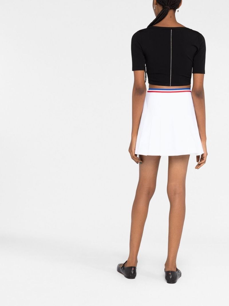 White PiquÃ_x0083_Â© Pleated Skirt
