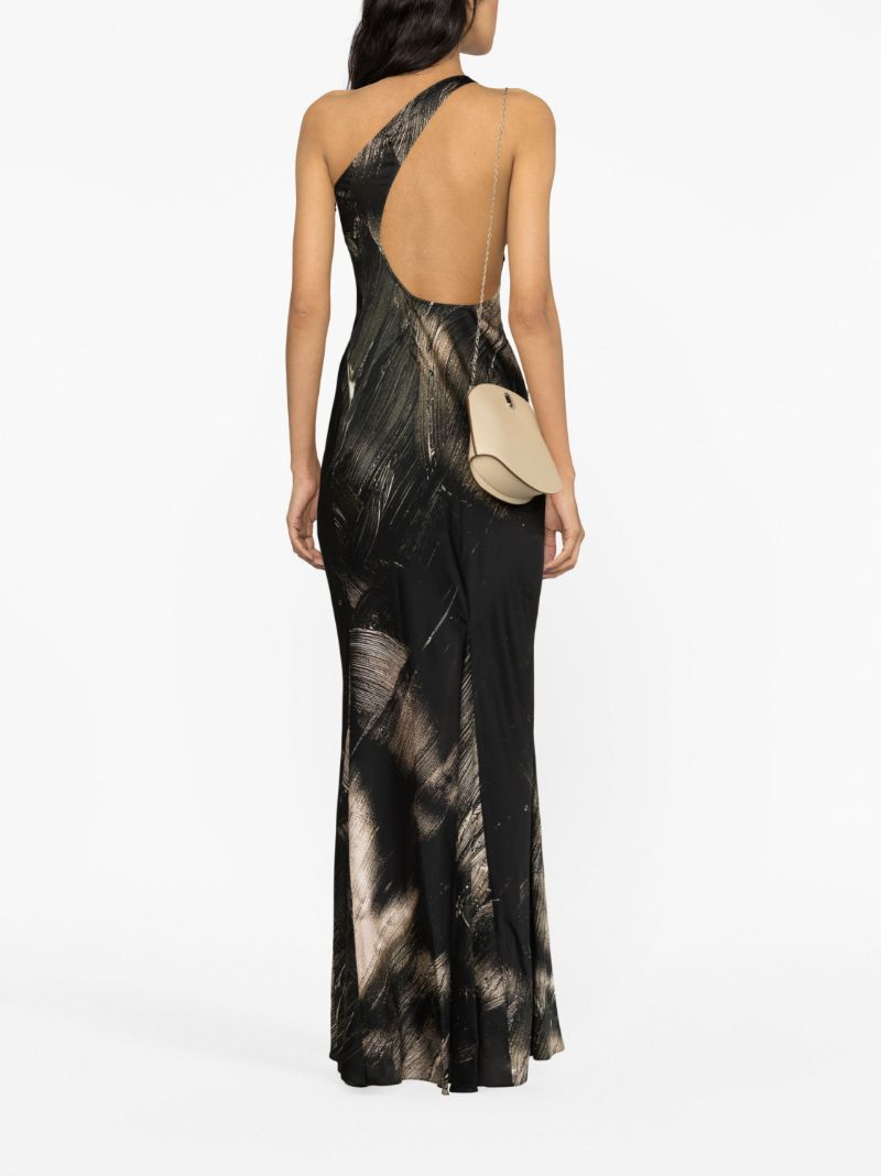 Black Painterly-print Maxi Dress