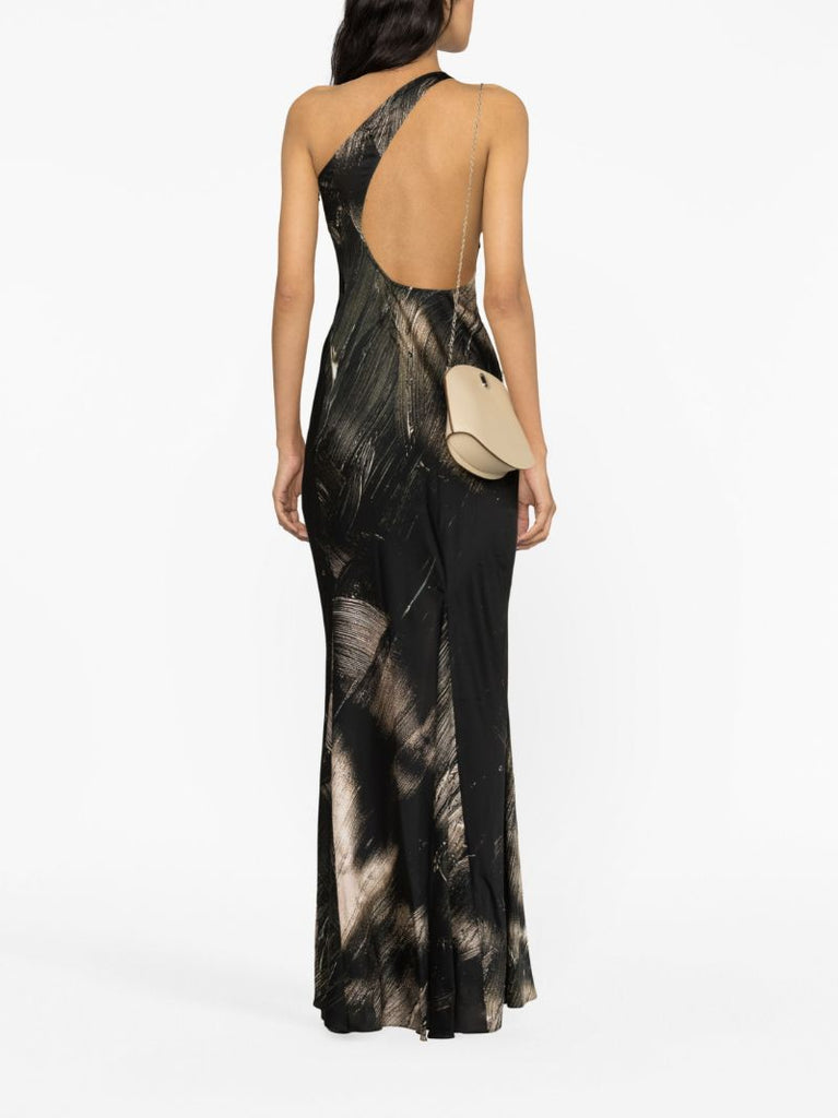 Black Painterly-print Maxi Dress