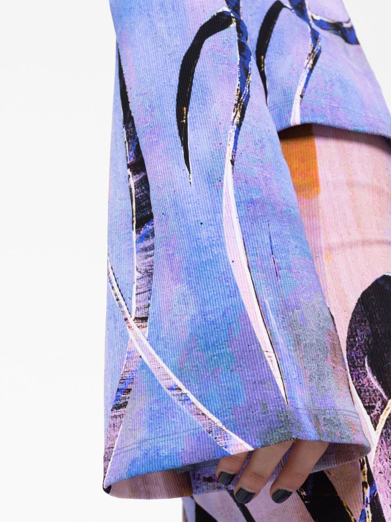 Purple Botanical-print Cardigan