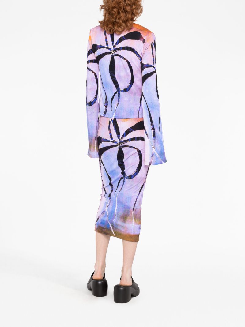 Purple Botanical-print Cardigan