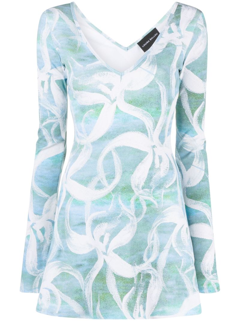 Blue White Flower Mini Dress