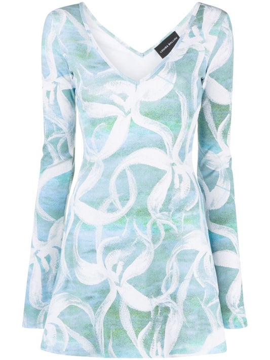 Blue White Flower Mini Dress