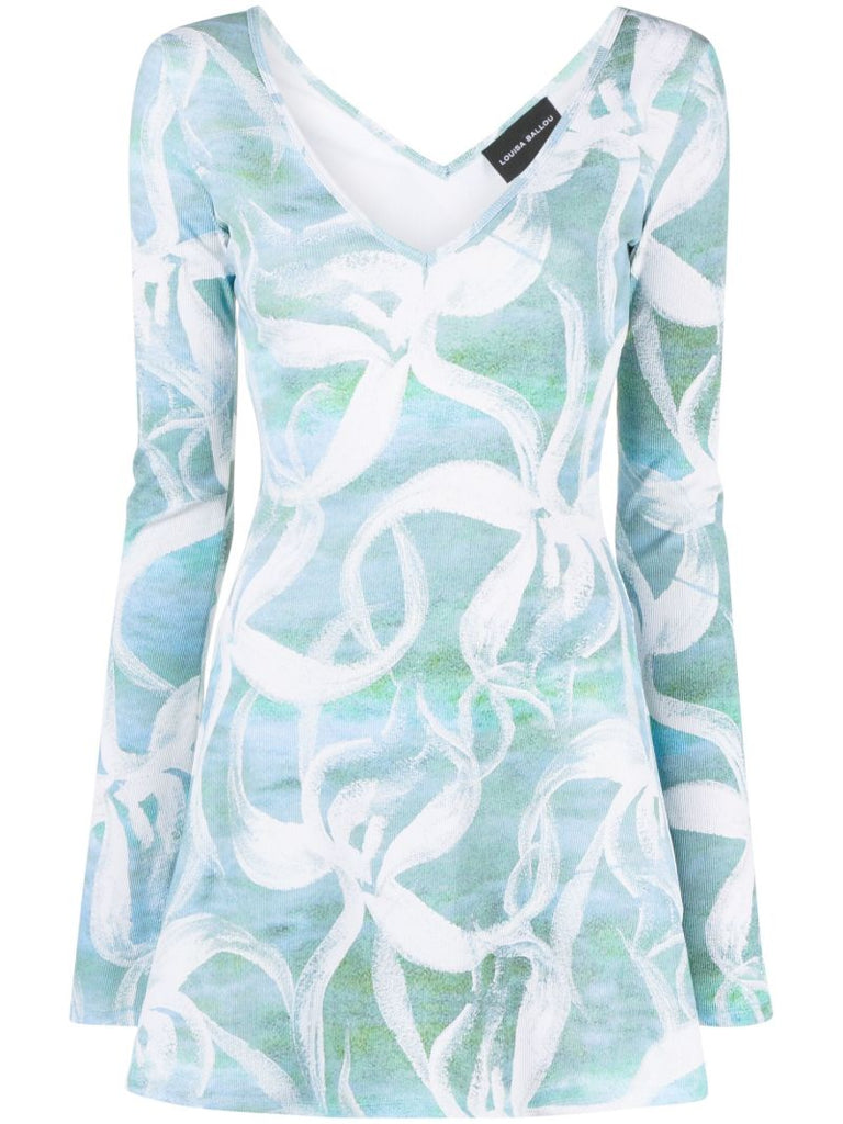 Blue White Flower Mini Dress