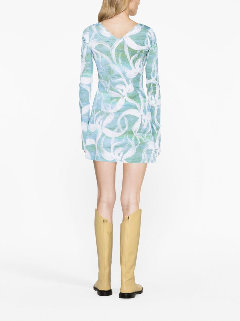 Blue White Flower Mini Dress