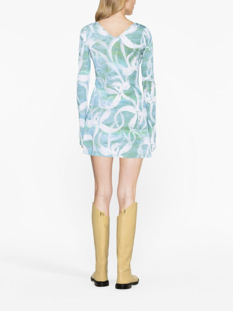 Blue White Flower Mini Dress