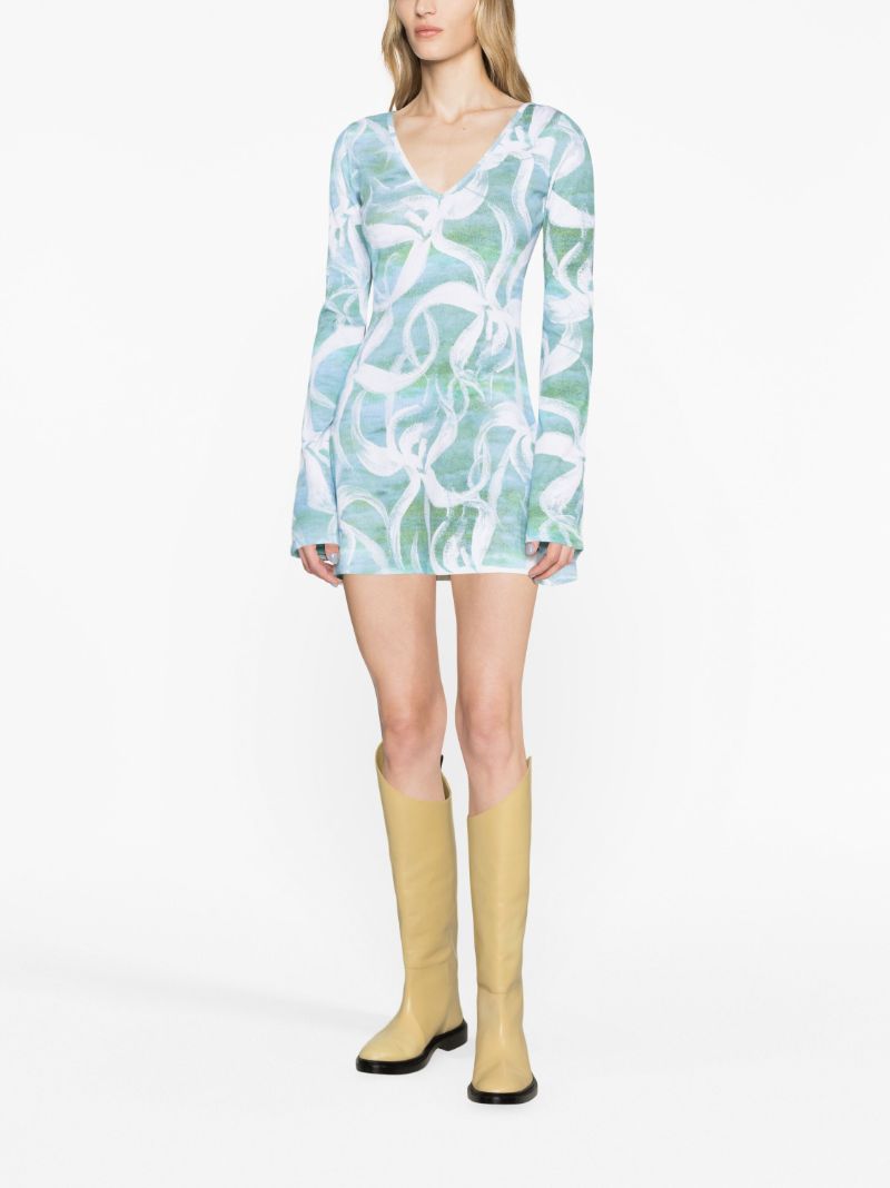 Blue White Flower Mini Dress
