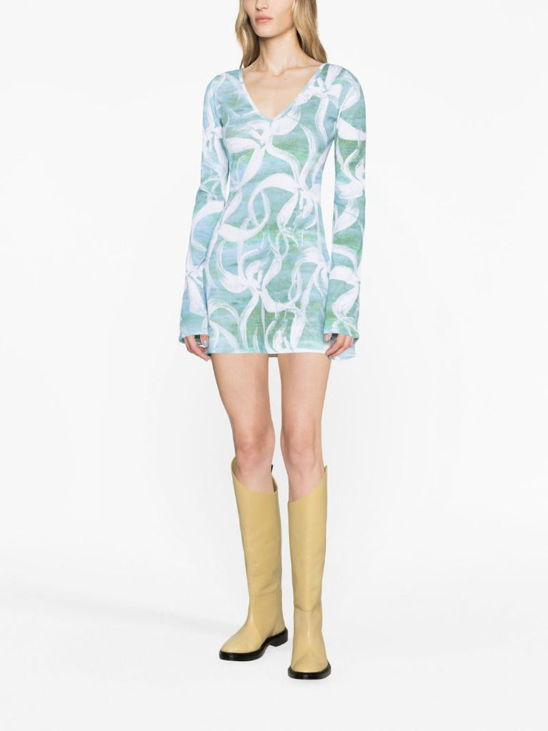 Blue White Flower Mini Dress