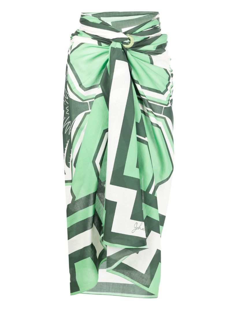 Green Sacred Sun Cotton Pareo Skirt
