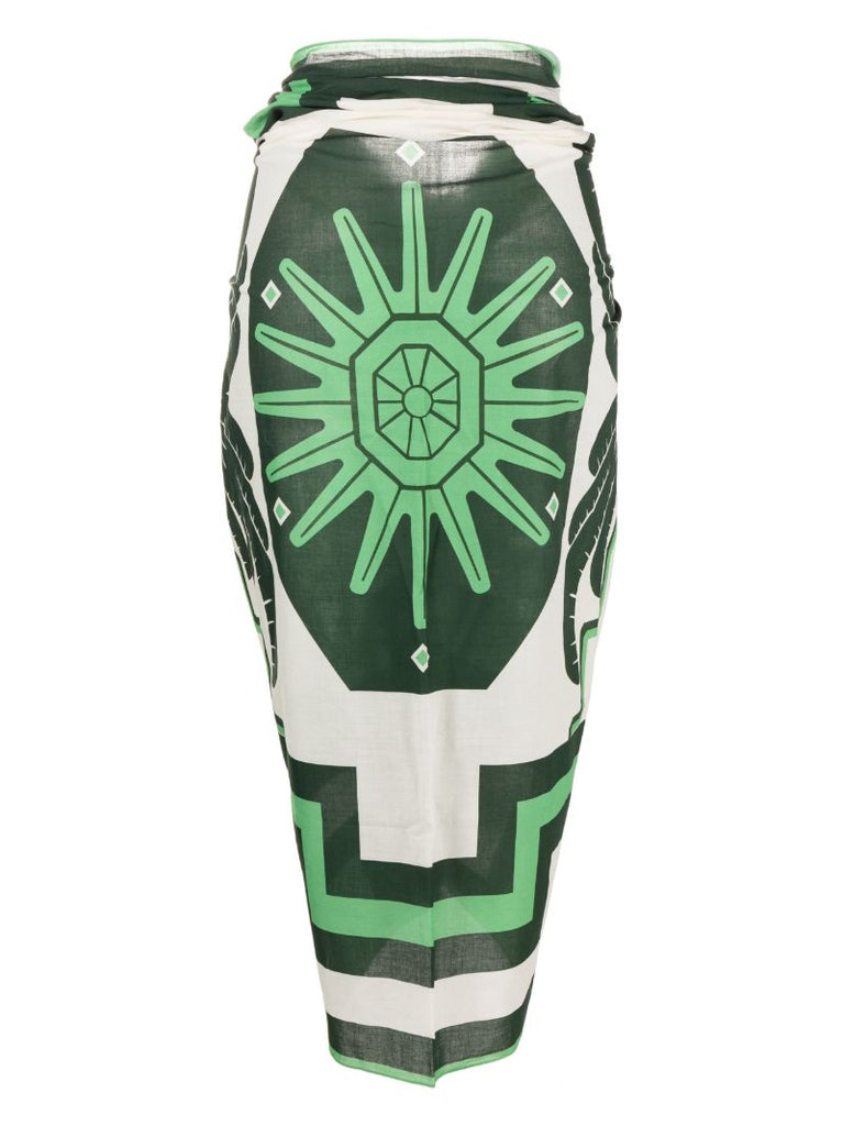 Green Sacred Sun Cotton Pareo Skirt