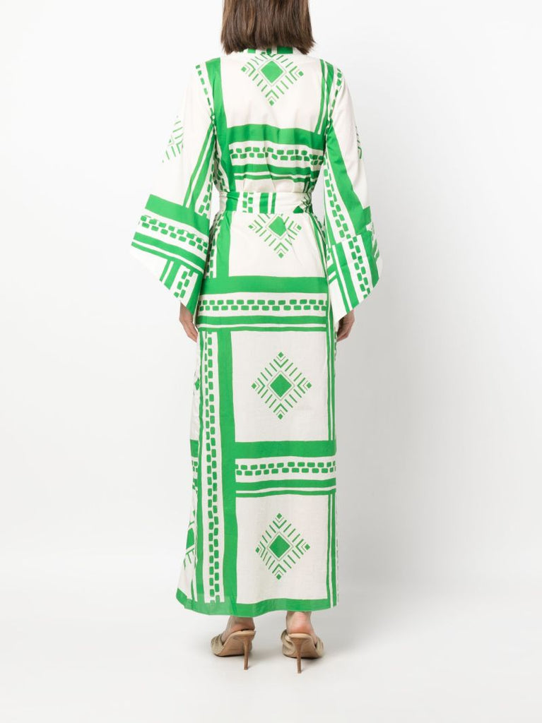 Green Happy Mystery Tie-fastening Coat
