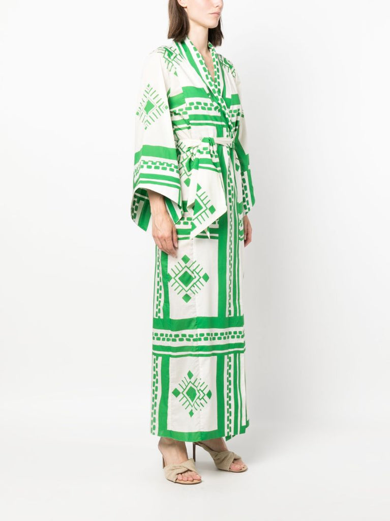 Green Happy Mystery Tie-fastening Coat