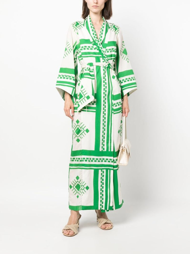 Green Happy Mystery Tie-fastening Coat