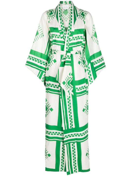 Green Happy Mystery Tie-fastening Coat