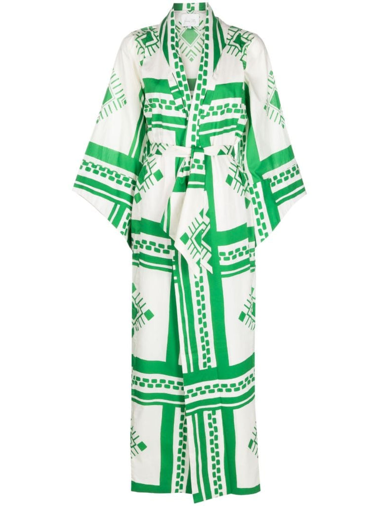 Green Happy Mystery Tie-fastening Coat