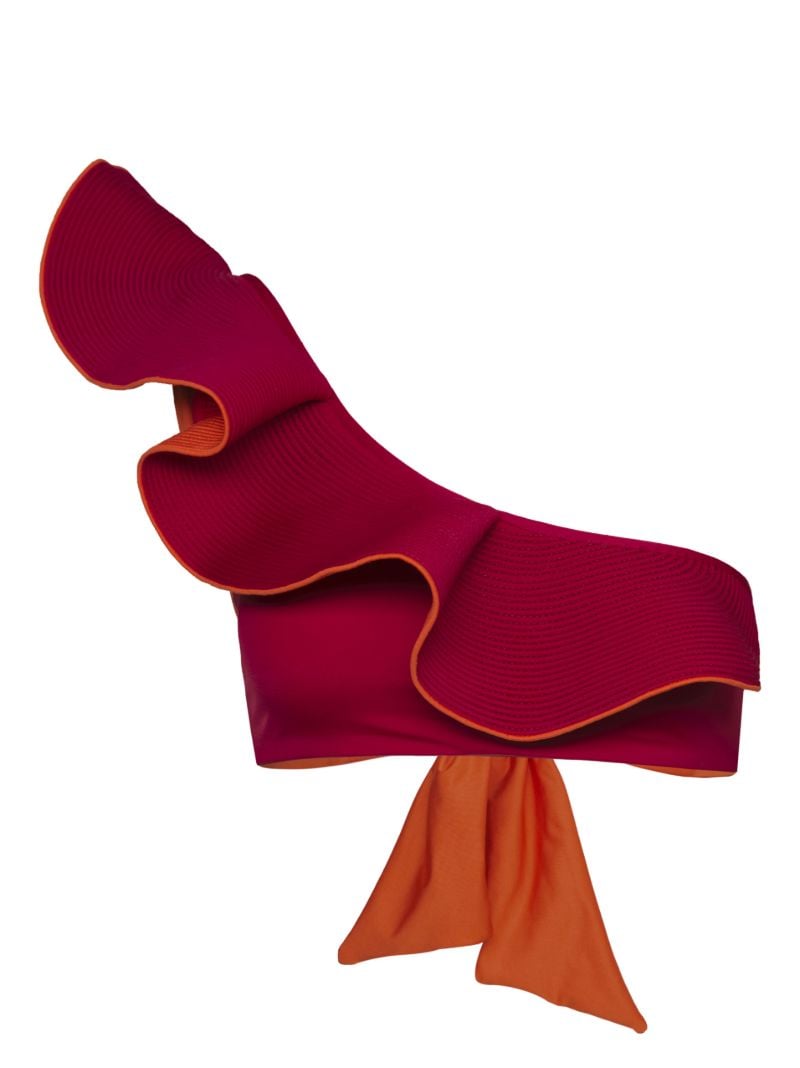 Red Ayacucho One-shoulder Bikini Top