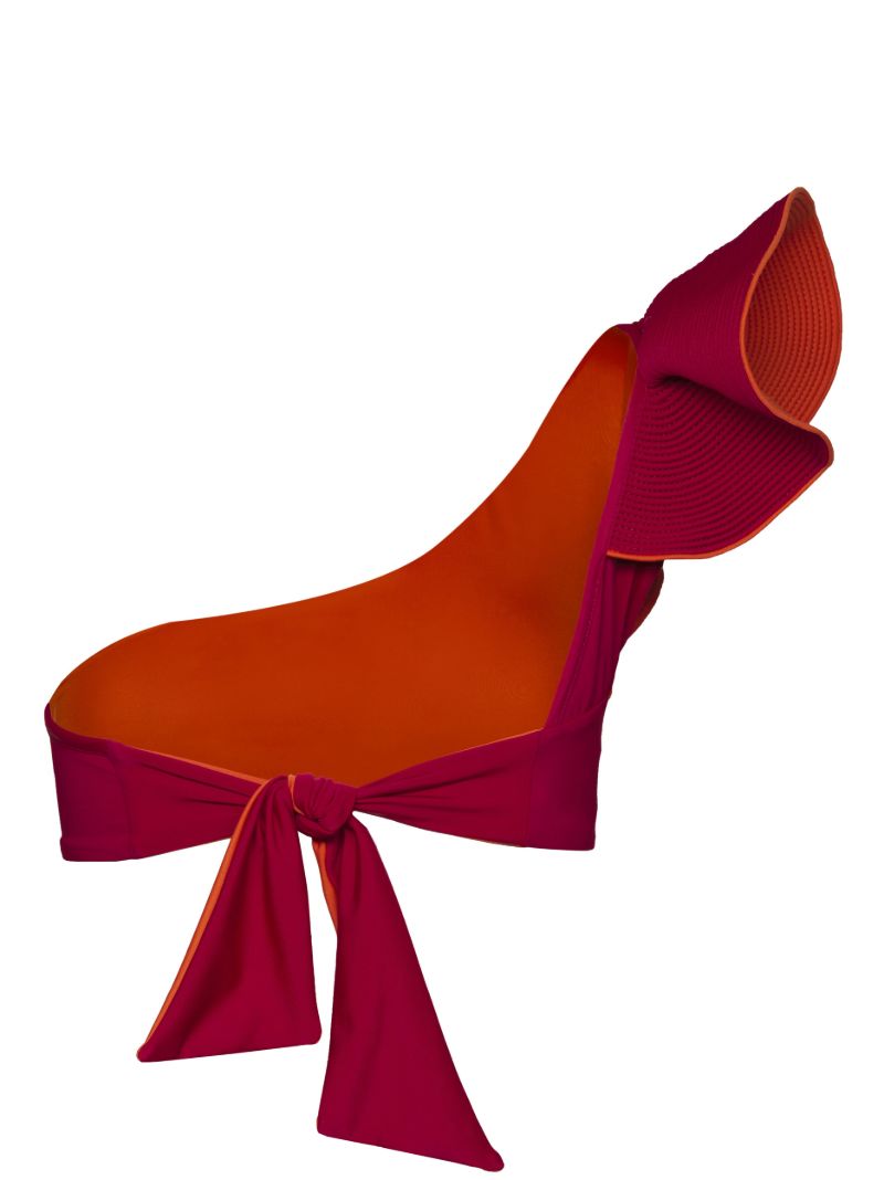 Red Ayacucho One-shoulder Bikini Top