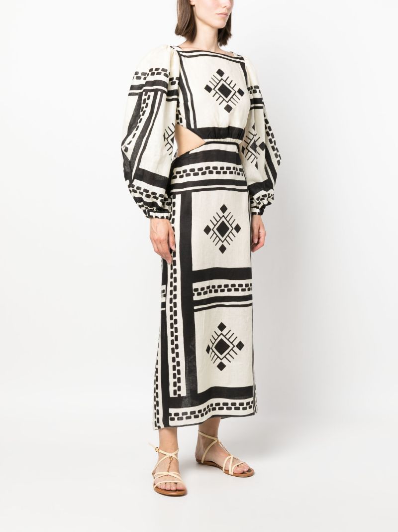 Black Sachamama Bohemian Print Linen Dress