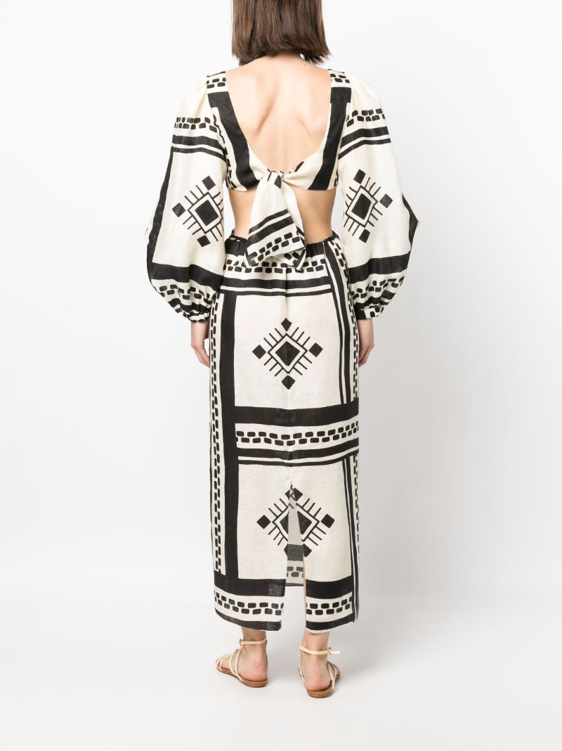 Black Sachamama Bohemian Print Linen Dress